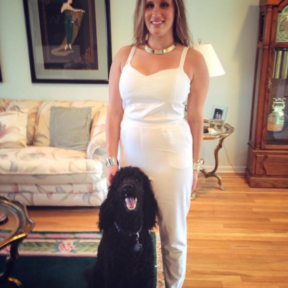 White Jumpsuit with Fitted Bodice - Picture 4 of 8